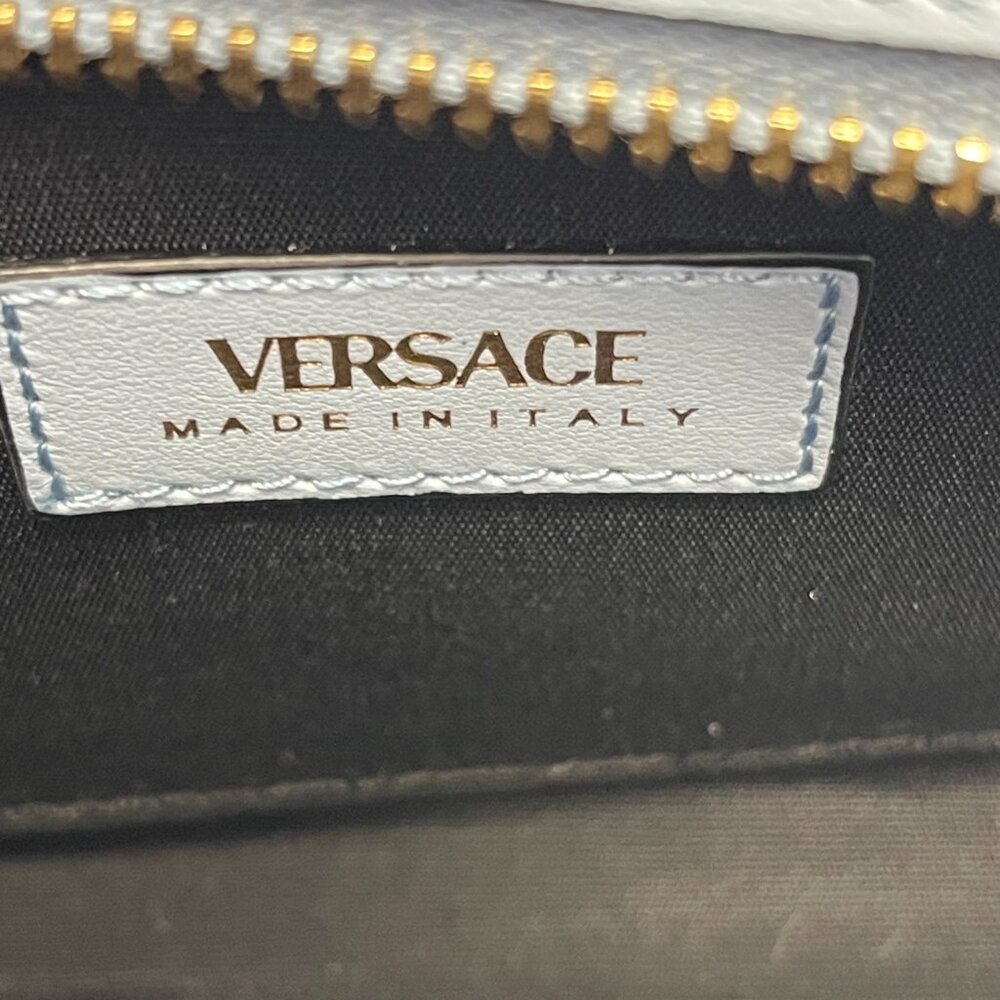 Versace Gold Medusa Quilted Shoulder Bag w/ Blue & White Check - NWT - Picture 8 of 11